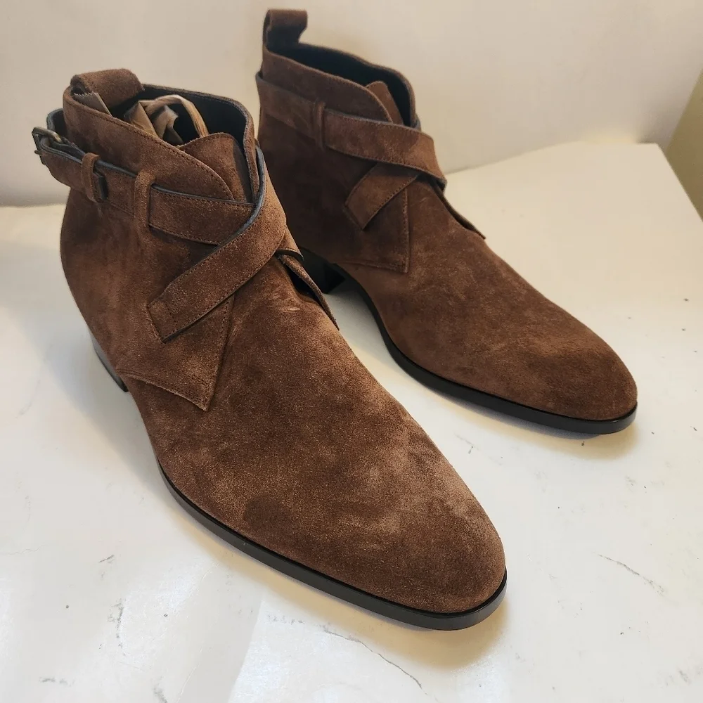 SAINT LAURENT WYATT 30 OTTERPROOF SUEDE BUCKLE BOOT size 41.5 BNWOB